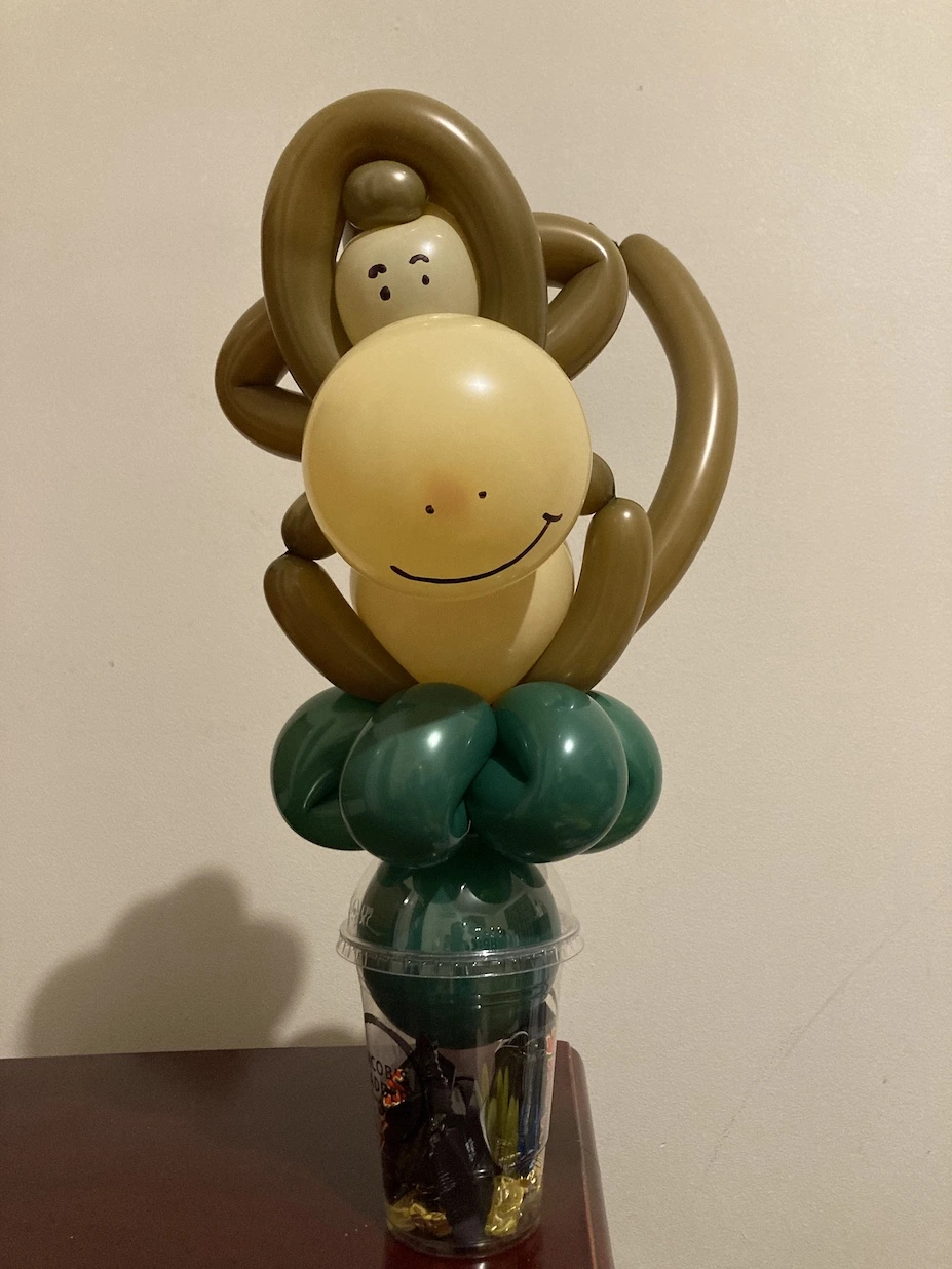 balloon twisting monkey candy cup